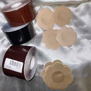 Beige Flower Nipple Covers and Tape Set